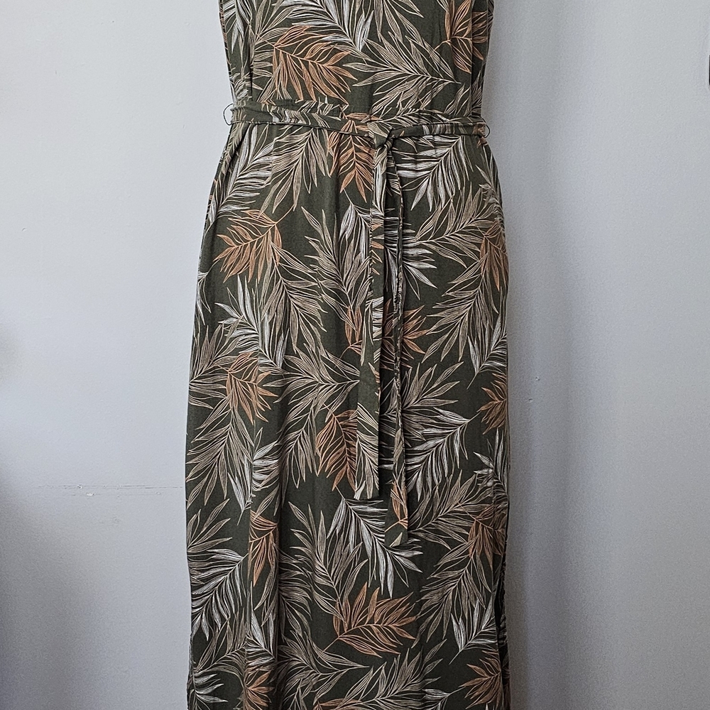 a new day Olive Leaf-Print Sleeveless Maxi Dress with Tie